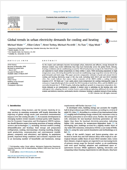 Global trends in urban electricity article cover